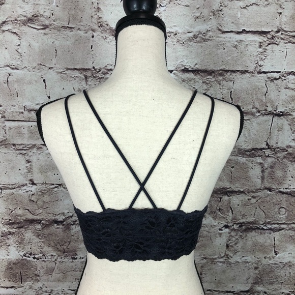 New Sexy Soft Strappy Lace Charcoal Padded Bralett - Picture 6 of 9